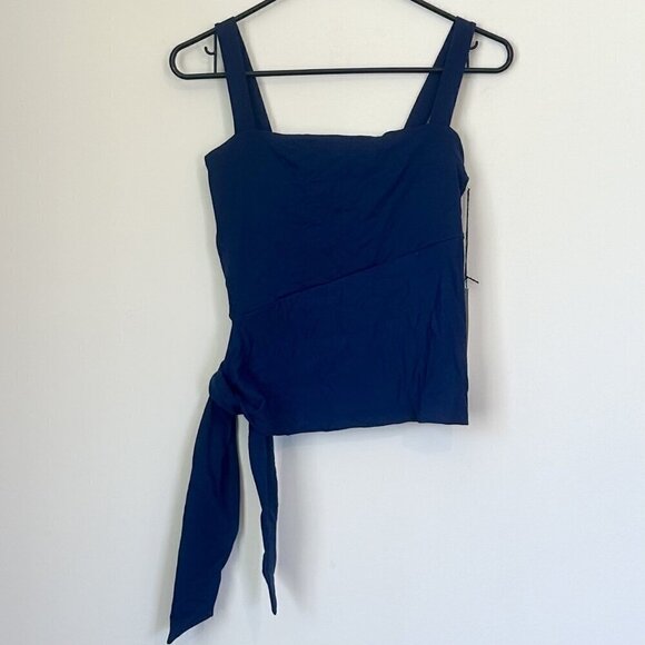 NWT Susana Monaco Navy Blue Wide Strap Tank Top with Side Tie - Small - Picture 1 of 7